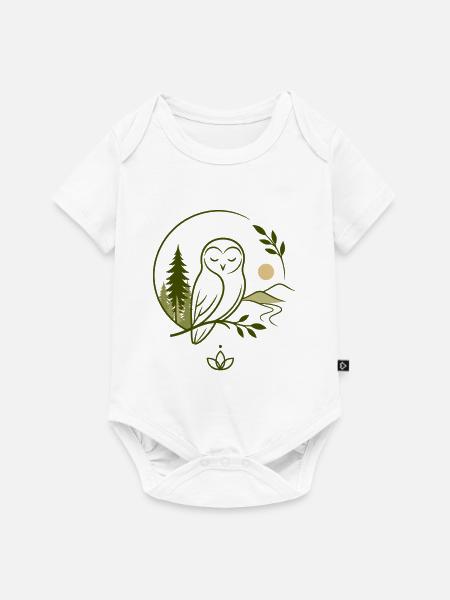 Eule Ruhe Natur - Baby Premium Kurzarmbody - Weiß