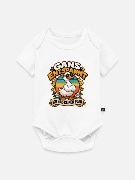 Gans Entspannt - Baby Premium Kurzarmbody - Weiß