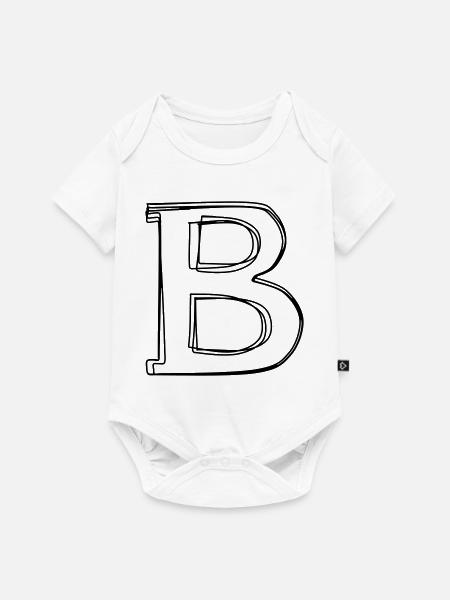 Buchstabe B handgezeichnet - Baby Premium Kurzarmbody - Weiß