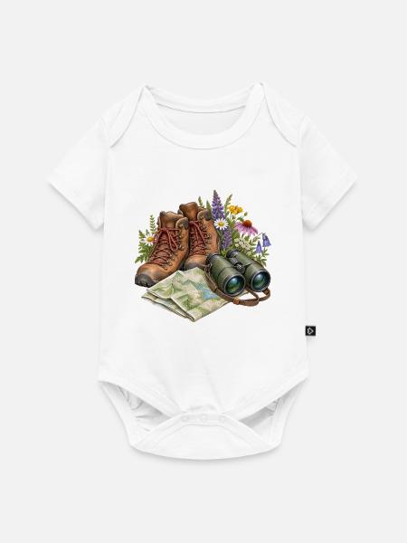 Wanderpfad Boots und Flora - Baby Premium Kurzarmbody - Weiß