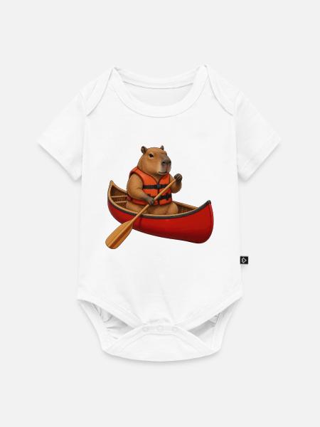 Capybara beim Kanufahren - Baby Premium Kurzarmbody - Weiß