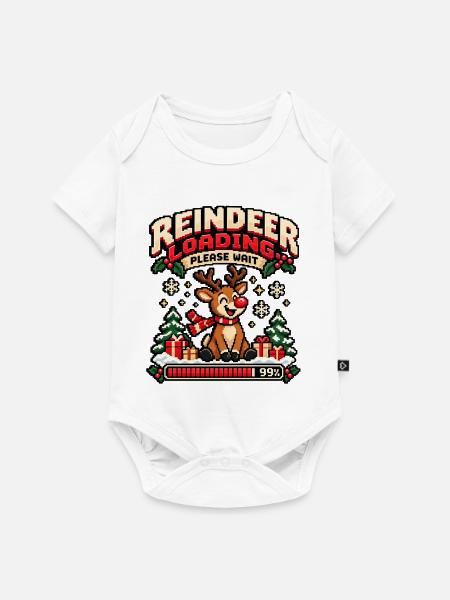 Reindeer Loading Please Wait Pixel Christmas - Baby Premium Kurzarmbody - Weiß