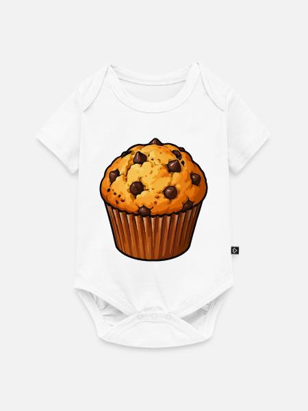 Muffin mit Schokoladenchips - Baby Premium Kurzarmbody - Weiß