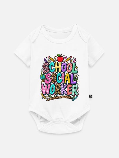 Schulsozialarbeiter Doodle Kunst - Baby Premium Kurzarmbody - Weiß