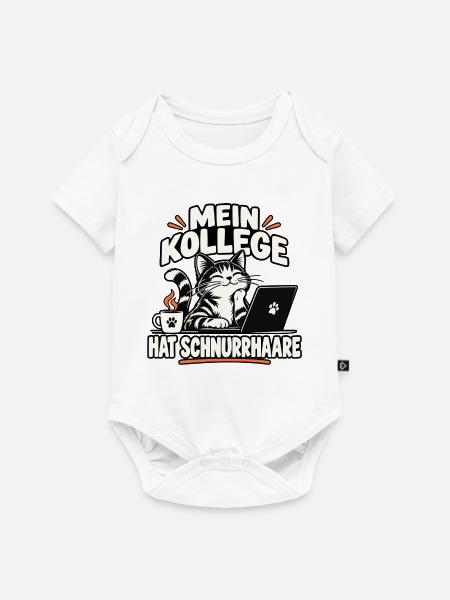 Mein Kollege hat Schnurrhaare Katze - Baby Premium Kurzarmbody - Weiß