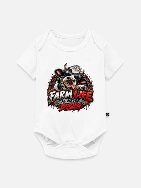 Farm Life Never Boring - Baby Premium Kurzarmbody - Weiß