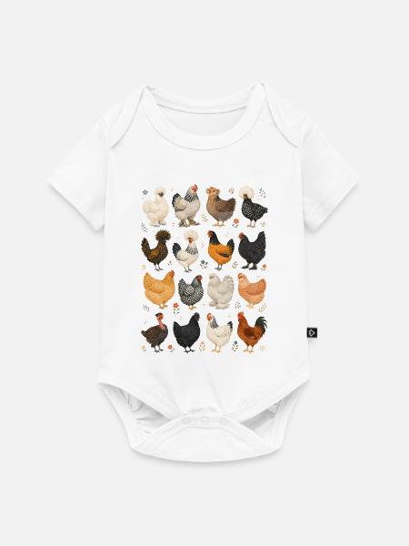 Hühner | Bauernhof & Geflügel - Baby Premium Kurzarmbody - Weiß