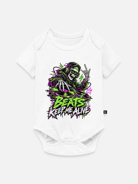 Beats Keep Me Alive Neon DJ - Baby Premium Kurzarmbody - Weiß