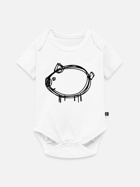 Schwein handgezeichnet - Baby Premium Kurzarmbody - Weiß