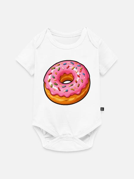 Pink Zuckerguss Donut mit Streuseln - Baby Premium Kurzarmbody - Weiß
