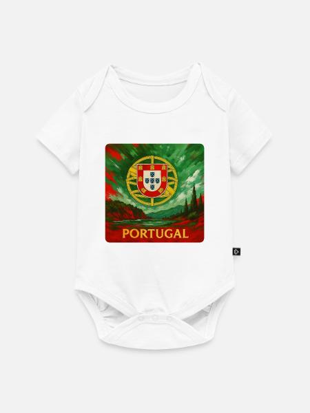 Portugal Emblem im Landschaftsdesign - Baby Premium Kurzarmbody - Weiß