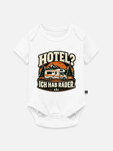 Hotel? Ich hab Räder. Camping Vanlife - Baby Premium Kurzarmbody - Weiß