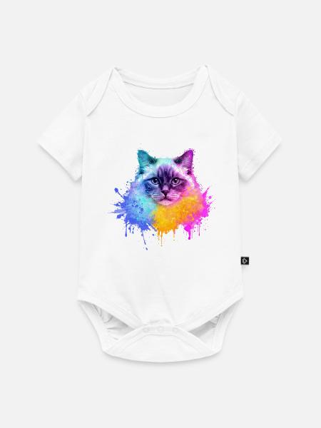 Heilige Birma Aquarell Illustration - Baby Premium Kurzarmbody - Weiß