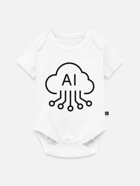 KI-Cloud-Computing-Linien-Symbol - Baby Premium Kurzarmbody - Weiß