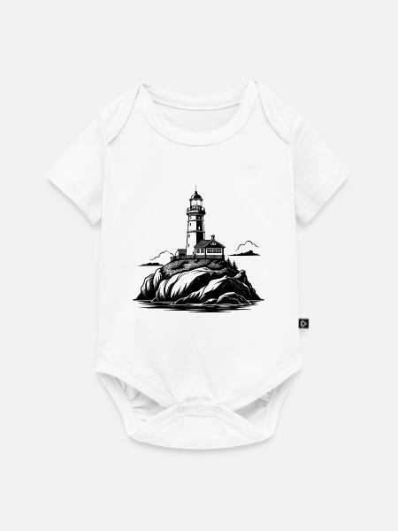 Leuchtturm auf dem Felsen - Baby Premium Kurzarmbody - Weiß