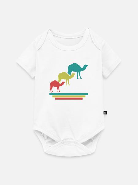 Kamele Im Retro-Look - Baby Premium Kurzarmbody - Weiß