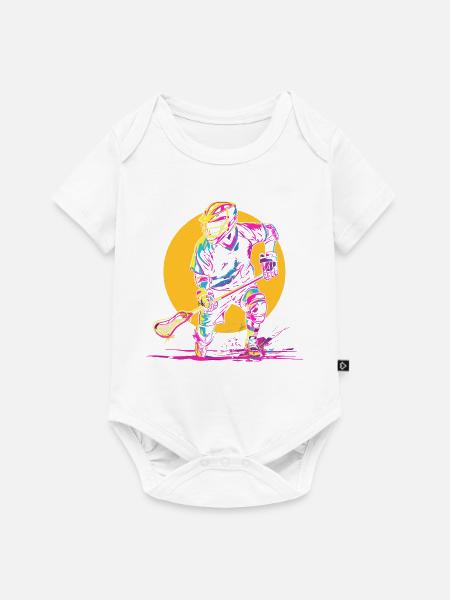 Lacrosse Spieler Synthwave - Baby Premium Kurzarmbody - Weiß