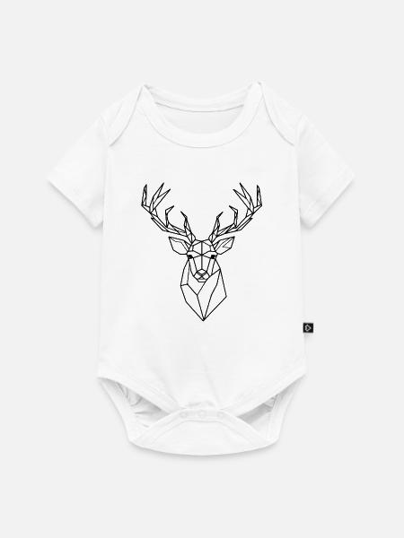 Geometric Deer – Polygon Hirsch Silhouette - Baby Premium Kurzarmbody - Weiß