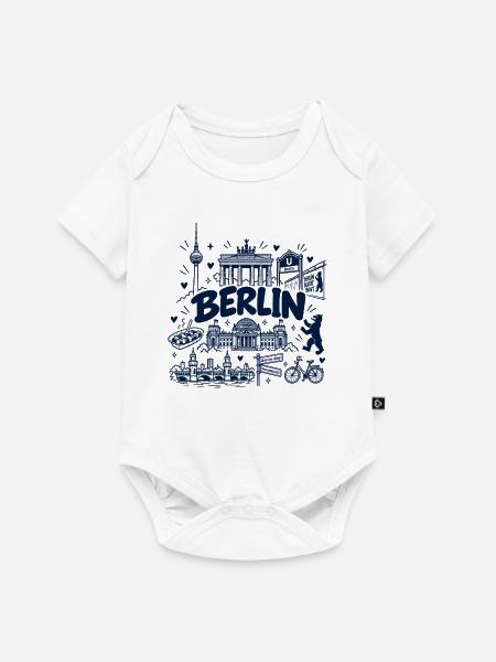 Berlin - Hauptstadt mit Sehenswürdigkeiten - Baby Premium Kurzarmbody - Weiß