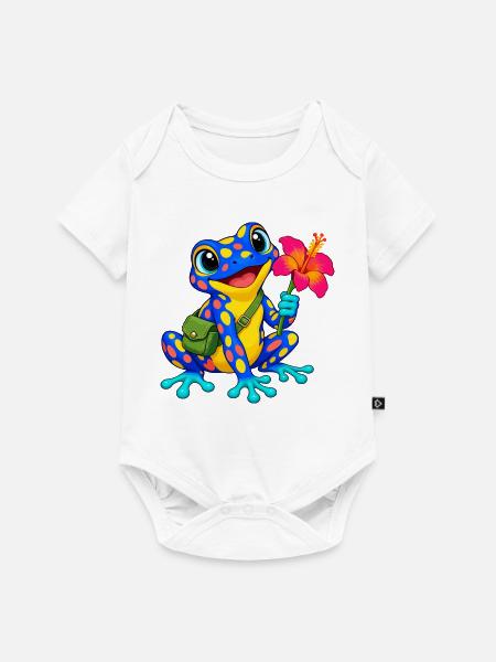 Bunter Frosch Hibiskus - Baby Premium Kurzarmbody - Weiß