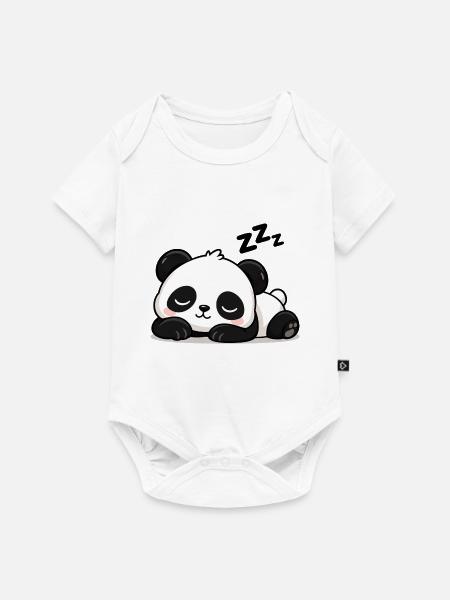 Schlafender Panda Traumzeit - Baby Premium Kurzarmbody - Weiß