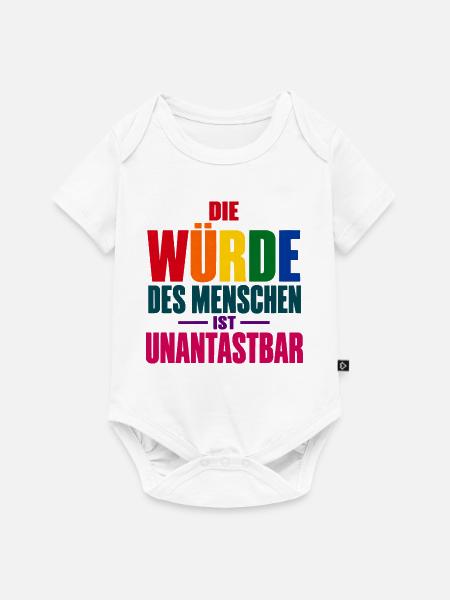 Die Würde des Menschen – Buntes Grundrechte-Motiv - Baby Premium Kurzarmbody - Weiß