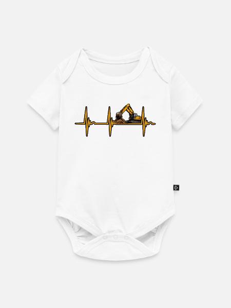 Baggerfahrer Herzschlag EKG Bagger T-Shirt - Baby Premium Kurzarmbody - Weiß