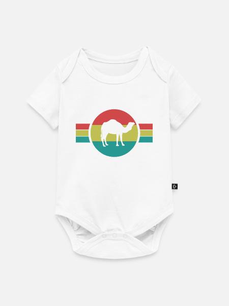 Kamel Silhouette Retro-Look - Baby Premium Kurzarmbody - Weiß