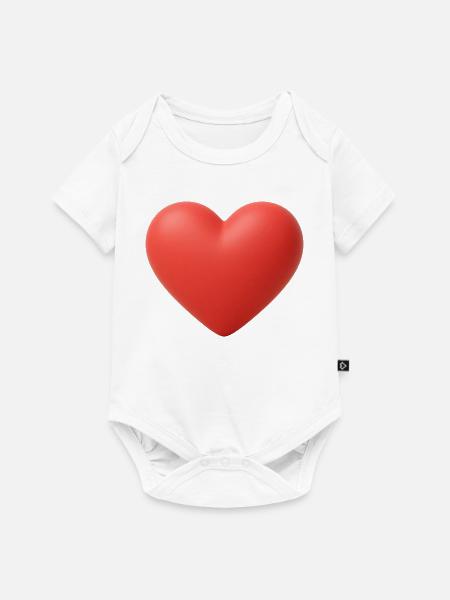 Glänzendes 3D Herz - Baby Premium Kurzarmbody - Weiß