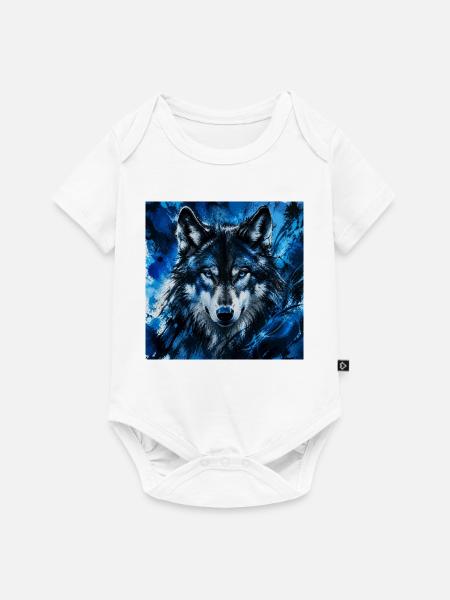 Azure Wolf Porträt-Splash - Baby Premium Kurzarmbody - Weiß