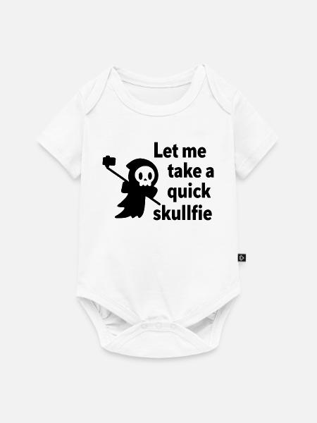 Skelett-Selfie mit Selfie-Stick - Baby Premium Kurzarmbody - Weiß