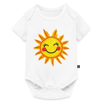 Lächelnde Sonne Crayon-Stil - Baby Premium Kurzarmbody - Weiß - Vorne
