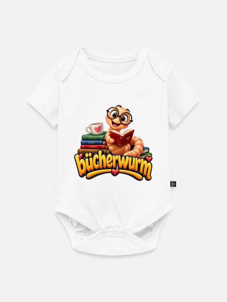 Bücherwurm im Bücheruniversum - Baby Premium Kurzarmbody - Weiß