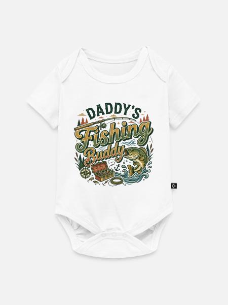 Daddy's Fishing Buddy Outdoor-Campingsee - Baby Premium Kurzarmbody - Weiß