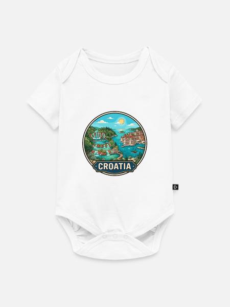 Kroatien-Reiseabzeichen Plitvicer Seen Dubrovnik - Baby Premium Kurzarmbody - Weiß