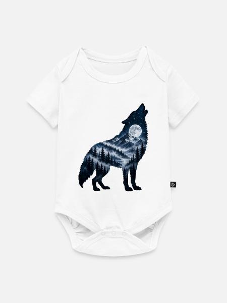 Wolf Krafttier Vollmond - Baby Premium Kurzarmbody - Weiß