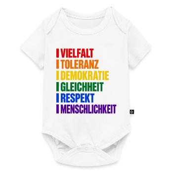 Vielfalt und Toleranz – Werte in Regenbogenfarben - Baby Premium Kurzarmbody - Weiß - Vorne