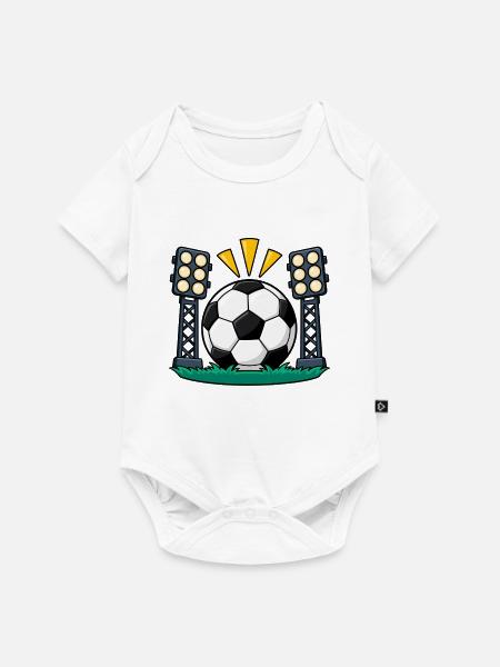Fußball unter Stadionflutlicht - Baby Premium Kurzarmbody - Weiß