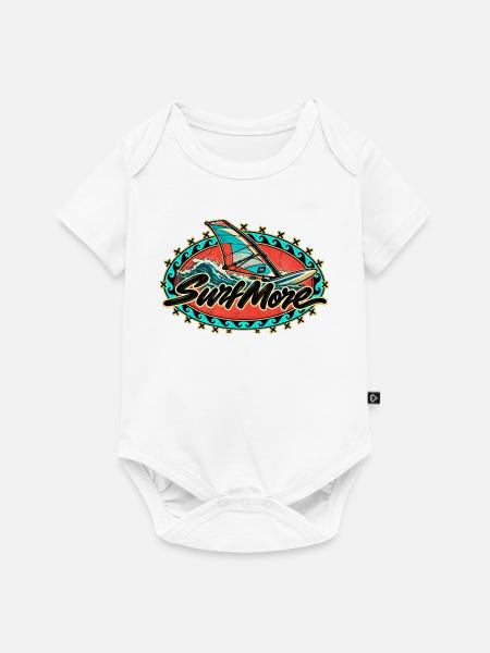 Surf More Retro Surf-Design - Baby Premium Kurzarmbody - Weiß