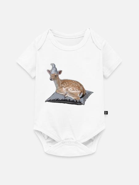 Rehkitz Nachthemd Schlafanzug Pyjama - Baby Premium Kurzarmbody - Weiß