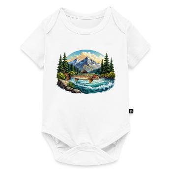 Fisch im Fluss - im Wald - Baby Premium Kurzarmbody - Weiß - Vorne
