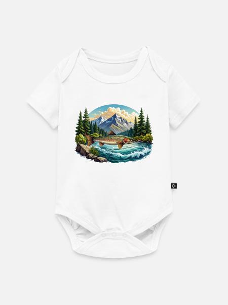 Fisch im Fluss - im Wald - Baby Premium Kurzarmbody - Weiß