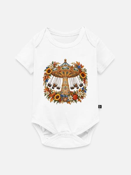 Kettenkarussell mit Alpenblumen - Baby Premium Kurzarmbody - Weiß