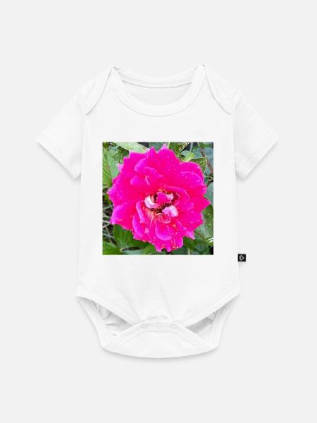 Rosa Rosenblüte - Baby Premium Kurzarmbody - Weiß