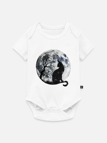 Mondnacht Katzen-Silhouette - Baby Premium Kurzarmbody - Weiß