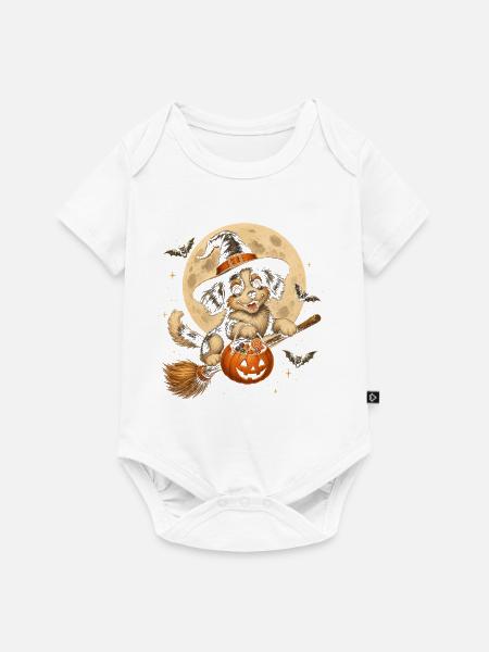 Hund Hexe Halloween Hund - Baby Premium Kurzarmbody - Weiß