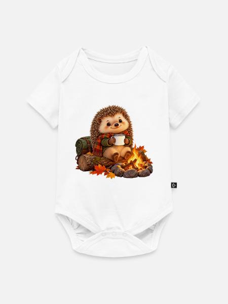 Igel am Lagerfeuer - Baby Premium Kurzarmbody - Weiß