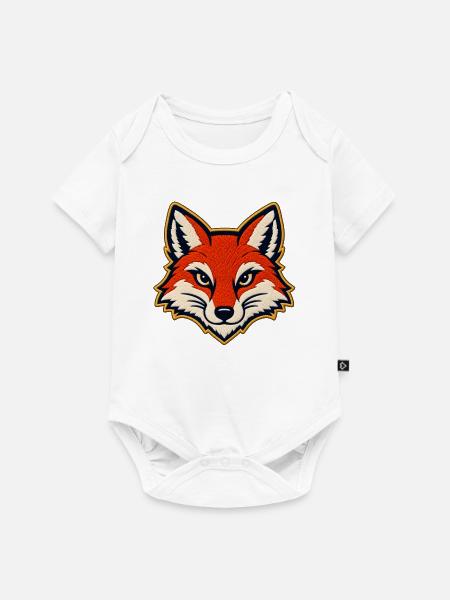 Fuchskopf im Patch-Look - Baby Premium Kurzarmbody - Weiß