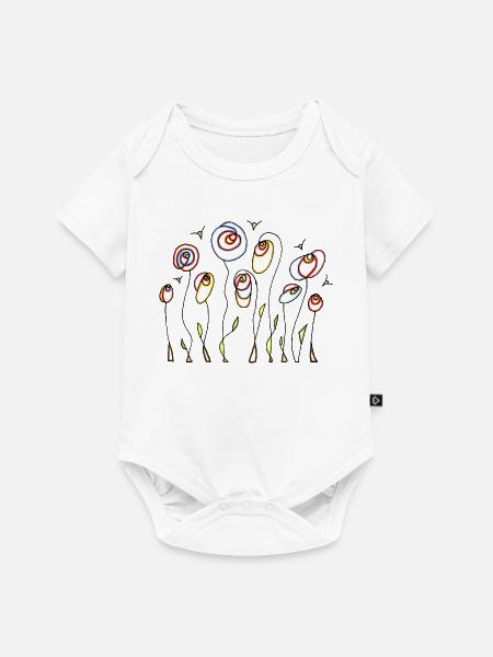 Blumen - Baby Premium Kurzarmbody - Weiß