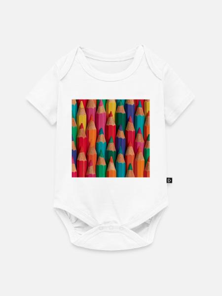 Mehrfarbige Bleistiftpalette - Baby Premium Kurzarmbody - Weiß